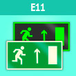 Знак E11 «Направление к эвакуационному выходу прямо (правосторонний)» (фотолюм. пластик, 300х150 мм)